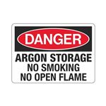 Danger Argon Storage No Smoking No Open Flame Sign